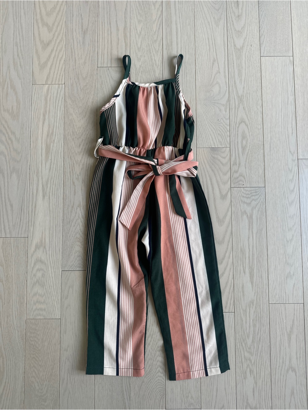 😍SHEIN Kids- Striped Wide-Leg Jumpsuit with Waist Tie Girls 4T EUC